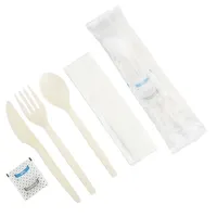 Set di posate in plastica Quanhua con Set di forchette e coltelli usa e getta cucchiaio di amido di mais tovagliolo