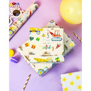 Construction <b>Wrapping</b> <b>Paper</b> Roll 17x32.8ft Double Side Reversible Gift Wrap For Kids Birthday Party Decor - Product Image 3