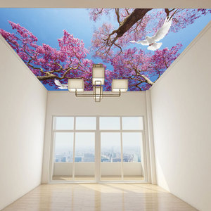 <span class=keywords><strong>Papier</strong></span> <span class=keywords><strong>Peint</strong></span> Personnalisé Fleur de Pêcher Bleu Ciel Colombe Fresques de Plafond Salon Chambre <span class=keywords><strong>Papier</strong></span> <span class=keywords><strong>Peint</strong></span> Pour Murs 3d - Product Image 3