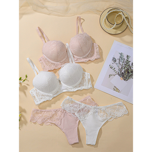 Set <span class=keywords><strong>Reggiseno</strong></span> e Mutandine in Pizzo per Donne Taglie Forti, Lingerie Push-up con Ferretto, <span class=keywords><strong>Reggiseno</strong></span> <span class=keywords><strong>Mezzo</strong></span> Copricostume - Product Image 3