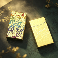 Briquet à gaz butane FJ985, coloré, motif Fleur de la Fortune, sonore, en métal, à flamme ouverte, coupe-vent, cadeau d'affaires