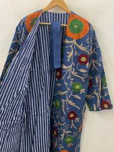 Colorful Suzani Embroidered Kimono Handmade Long Coat Festival Velvet Duster Robe Ethnic Floral Outerwear - Product Image 4