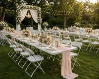 Tables pliantes d'extérieur portables, tables et chaises pliantes en plastique blanc de 6 pieds pour événements et fêtes