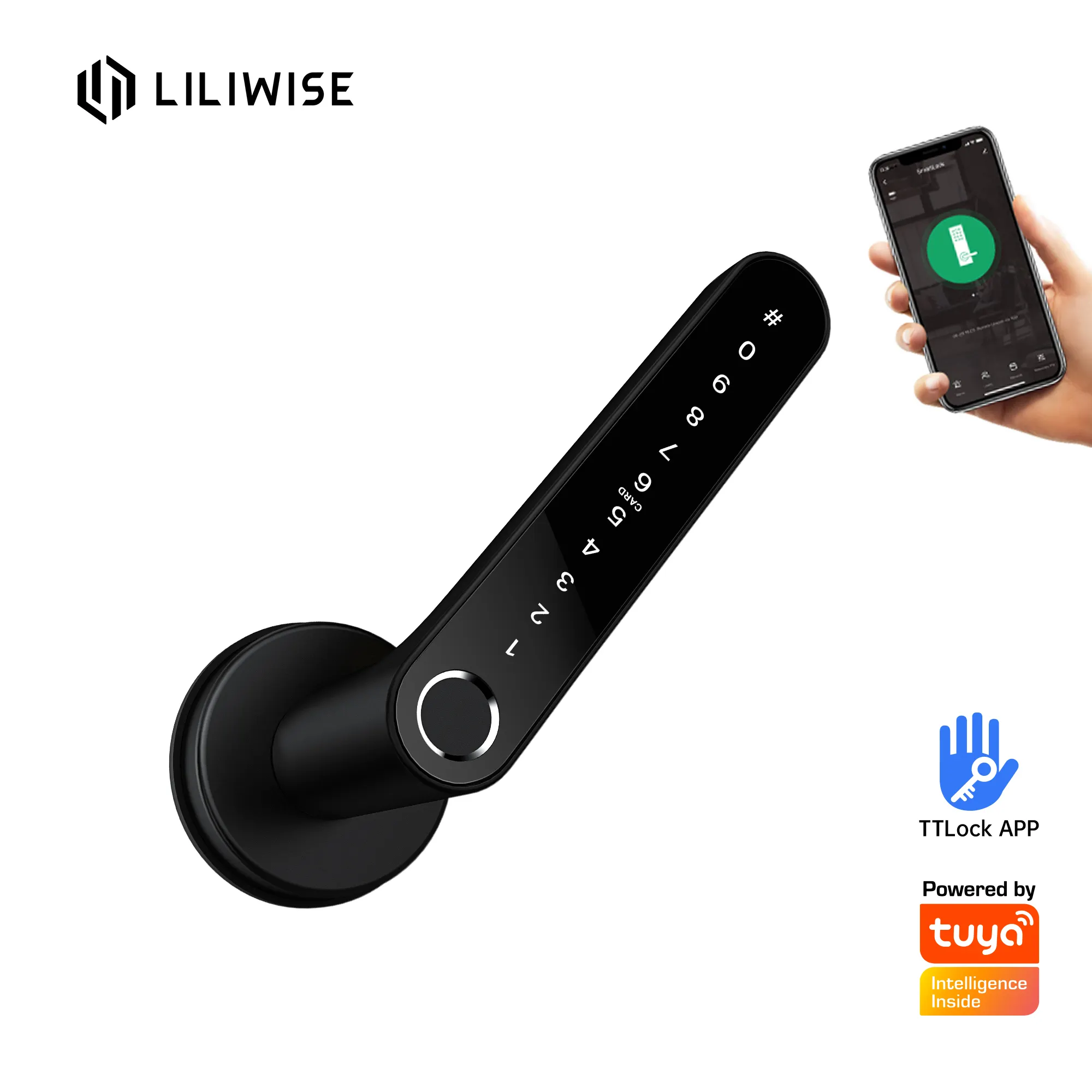 Liliwise Smart mortasa Keyless Lock Smart Handle Lock impronta digitale PIN Code Lock con chiavi meccaniche per appartamento airicik