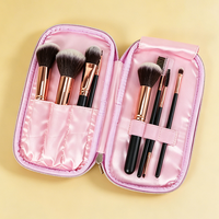Sac de rangement pour pinceaux de maquillage en cuir personnalisé avec logo pour femmes, fermeture éclair, sac de voyage personnalisé, organisateur de pinceaux de maquillage en PU