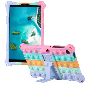 Popets Push It Bubble Silicone Case for Samsung Galaxy Tab A7 Lite for T220 T225 Tablet Kickstand Fidget Toy It Case