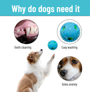 Bite dayanıklı interaktif oyuncak <span class=keywords><strong>Pet</strong></span> ödül Fetch oyna TPR gıcırtılı kedi köpek çiğnemek topu oyuncak mavi dışbükey ceza topu taşlama diş - Product Image 3