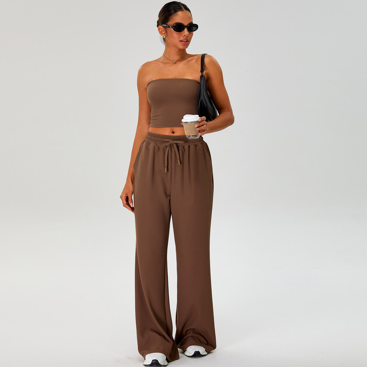 tube top+pants brown