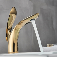 Robinet de lavabo de salle de bain de luxe en laiton, monocommande, à poser sur le comptoir, sans flexibles