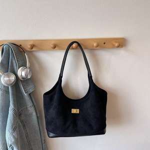 Bolso de Mano de Gamuza de Dos Tonos con Hebilla Metálica, Bolso de Hombro y de Mano de Gran Capacidad - Product Image 5