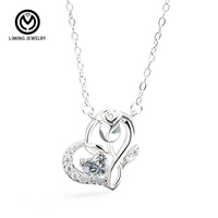 XMA056 Collier Pendentif Fin en Argent Sterling 925 avec Moissanite CZ Taille Cœur Rose 0,5 Carat, Bijou Tendance pour Femme, Idéal Cadeau