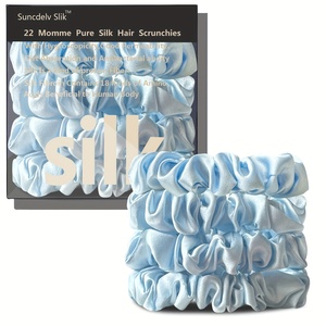 22Momme 100% Moerbei Zijde Elastische Haarbanden Custom Logo Label 2Cm Paardenstaart Houder Met Rubberen Band 100% Zijde Scrunchies - Product Image 5