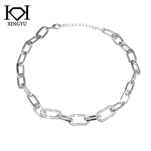 Kalung Klasik Emas 18K Gaya Minimalis Sederhana dari Kuningan dan Baja dengan Zirkonia Kubik, Rantai Model Klip Kertas dan Pola Bola - Product Image 3