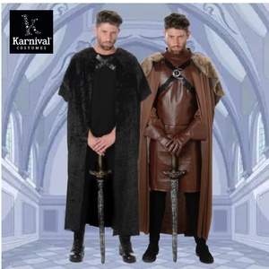 Odm Hele Verkoop Heren Halloween Feest Voorstelling Kostuum Middeleeuwse Krijger Viking En Samurai Cosplay Mantel Zwarte Nachten Bontcape - Product Image 1