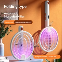 Raquette électrique anti-moustiques pliable pour usage domestique, rechargeable, lampe automatique attractrice de moustiques, tapette à mouches deux-en-un