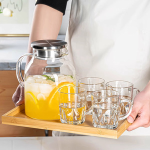 Carafe à eau froide en verre transparent grande capacité avec couvercle en acier, idéale pour les jus de fruits et le thé en été, parfaite pour les fêtes - Product Image 3
