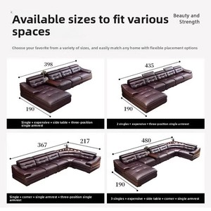 Lujo chino en forma de U marco de madera maciza sofá de cuero de lujo Villa sala de estar sofá de cuero conjunto de muebles - Product Image 5