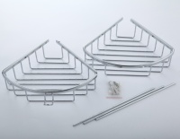 Étagère d'angle murale moderne en métal et acrylique à double niveau FAAO pour salle de bain