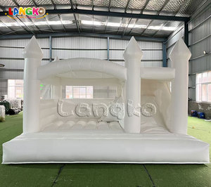 Château gonflable commercial blanc combiné avec <span class=keywords><strong>toboggan</strong></span> et piscine à balles pour événements et mariages - Product Image 1