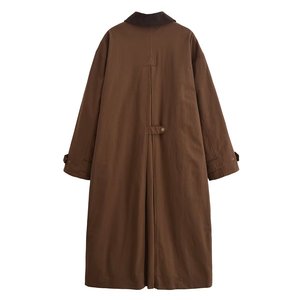 SHENZHU femmes 2024 nouvelle mode Joker effet <span class=keywords><strong>ciré</strong></span> Long <span class=keywords><strong>Trench</strong></span> manteau rétro à manches longues poche femmes manteau Chic manteau - Product Image 2