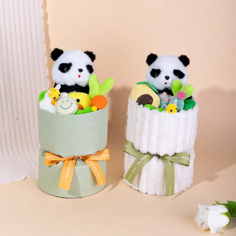 New Design Panda Pattern Cartoon Plush Bouquet Girls Gift Valentine's Day Plush Gift Bouquet