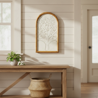 Décoration murale en bois et métal, vente en gros, accent pour la maison, 30,48*5,72*90,81CM, décoration murale en bois brun antique doré pour l'entrée