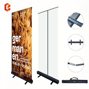 Sistem Display Banner Gulung Portabel Hitam 85x200 dengan Rangka Besi Stabilitas Tinggi untuk Periklanan dan Promosi - Product Image 1