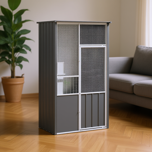 Jaula para Pájaros de Acero Galvanizado Antracita, Grande y Resistente, Jaula para Mascotas de Diseño Moderno para Interiores, Puerta Corredera Horizontal - Product Image 2