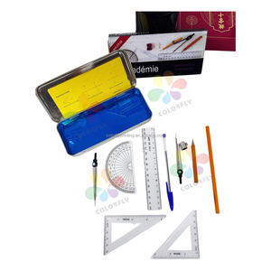 Ensemble de géométrie de <span class=keywords><strong>mathématiques</strong></span> d'école professionnelle de bonne qualité boîte en métal ensemble mathématique ensemble mathématique - Product Image 2