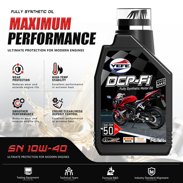 YEFE High Performance Fully Synthetic 10W-40 SAE 4T API Certified Motorcycle Engine Oil Anti-Wear Long-Lasting 1L/4L/5L