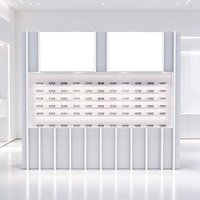 Vitrine d'exposition pour lunettes, murale, blanche, avec éclairage LED, étagères, rangements, portes, certifiée CE ETL, pour magasin d'optique