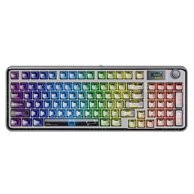 AULA F-NB98 RGB Backlit Tri Mode Wireless Mechanical Keyboard with Screen and Knob Hot Swap Feature for Desktop PC Gamers Gift