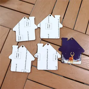 MDFSUB Christmas Holiday Supplier 3mm MDF Wood Sublimation Ornaments Blanks House for DIY Thermal Printing Personalized Gifts