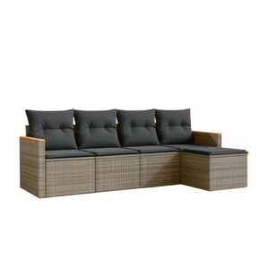 Dark Grey <b>Rattan</b> Garden <b>Sofa</b> Set 4 Seater Outdoor Furniture Contemporary Design - Product Image 1