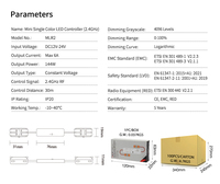 Télécommande LED monochrome Miboxer MLR2 Mini 2,4 GHz DC avec portée de 30 m et garantie de 5 ans pour bandes LED
