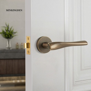 高品质现代咖啡色青铜实心黄铜门锁室内卧室家居通道浴室拉杆把手锁别墅 - Product Image 2