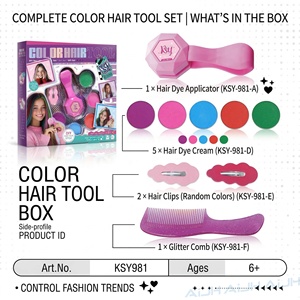 ชุดทำสีผมชั่วคราว AiJH DIY สำหรับเด็ก ชุดชอล์คสีผมแบบล้างออกได้ พร้อมสีสันสดใส 5 สี อุปกรณ์ทาสีผม กิ๊บติดผม ของเล่น - Product Image 5