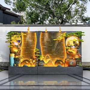 Fuente de agua artificial con cortina de agua Quanmantang, montaña artificial con cascada, artículo decorativo para sala de estar, hotel, oficina, villa - Product Image 3