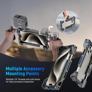 <span class=keywords><strong>Cage</strong></span> de Téléphone Universelle pour Vidéo Smartphone avec Poignées, Adaptateur de Filtre 67mm, Compatible <span class=keywords><strong>iPhone</strong></span> 14 <span class=keywords><strong>13</strong></span> 15 <span class=keywords><strong>Pro</strong></span> <span class=keywords><strong>Max</strong></span> Samsung S23 Ultra - Product Image 6