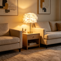 Lampe de bureau LED JACKSUN à plumes blanches E27, lampe de chevet pour chambre à coucher, veilleuse d'ambiance, 15,75 pouces