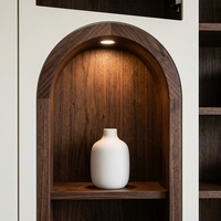 Mueble de TV de Pared con Chapa de Madera de Lujo Clásico, Resistente al Agua y al Desgaste, para Televisores de 65+ Pulgadas, para Sala de Estar o Dormitorio