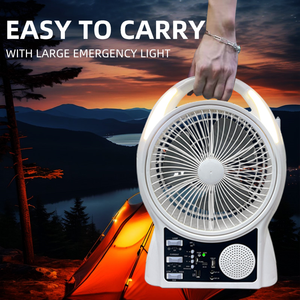 8 pollici campeggio 110v/220v AC DC piccolo ventilatore da tavolo ad energia solare scrivania portatile per esterno elettrico con luce a LED ventilatore solare - Product Image 3