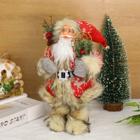 Weihnachtsmann-Figur, Stehende Pose, Fleece-Robe mit Laternendesign, Schaufenster-Dekoration