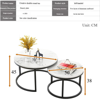 Ensemble Moderne Minimaliste de Tables Basses Rondes en Fer, Design Emboîtable Gain de Place pour Petit Salon, Décoration Intérieure Urbaine