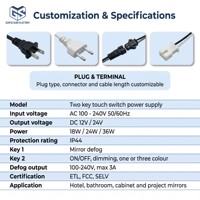 Sakelar Sentuh Dua Tombol Terintegrasi ETL FCC Input 100-240V 12V 24V dengan Fitur Anti Embun dan Tahan Air IP44 untuk Cermin LED Rumah dan Hotel