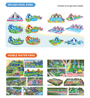 Parc aquatique gonflable mobile avec toboggan et piscine, grand toboggan aquatique gonflable pour enfants et adultes