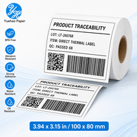 Etiqueta Térmica Autoadhesiva de 100x80mm con Revestimiento Superior, Rollo de Etiquetas Térmicas Directas para Códigos de Barras, Directo de Fábrica
