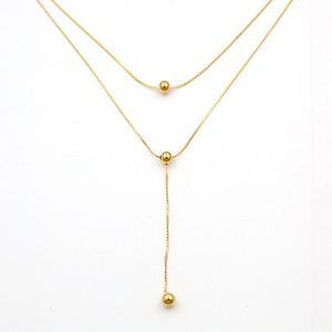 European Style Double Layer Beaded Clavicle Chain Gold Zinc Alloy Necklace For Women Fashion Simple Geometric Ball Design - Product Image 5
