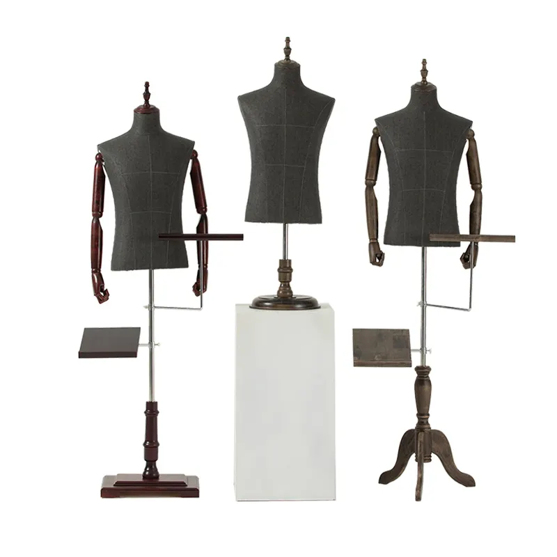 Boutique Shop Requisiten Halbkörper Männliche Schaufenster puppe Torso Kleiderbügel Anzug Kleid Display Rack Schaufenster puppe Mit Holz armen