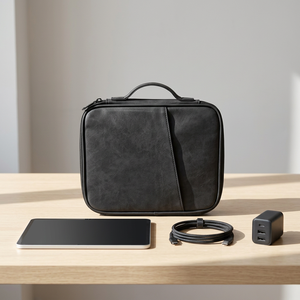 Étui de rangement gris en EVA avec fermeture éclair, design simple pour une organisation portable - Product Image 3